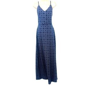 NWT Market & Spruce Blue Geometric Medallion Print Maxi Dress with Strappy Back